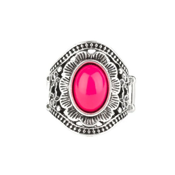 Paparazzi Jewelry Accessories - Garden Tranquility - Pink Ring - Vintage - Picture 2 of 4